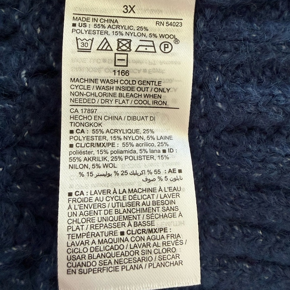 Old Navy Blue Ruffle Trim Pointelle Long Sleeve Cozy Knit Sweater NWOT Size 3X - Picture 6 of 6